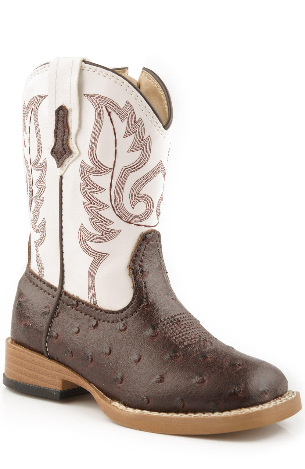 Roper Boys Toddler Brown Faux Ostrich Vamp White Shaft - Roper
