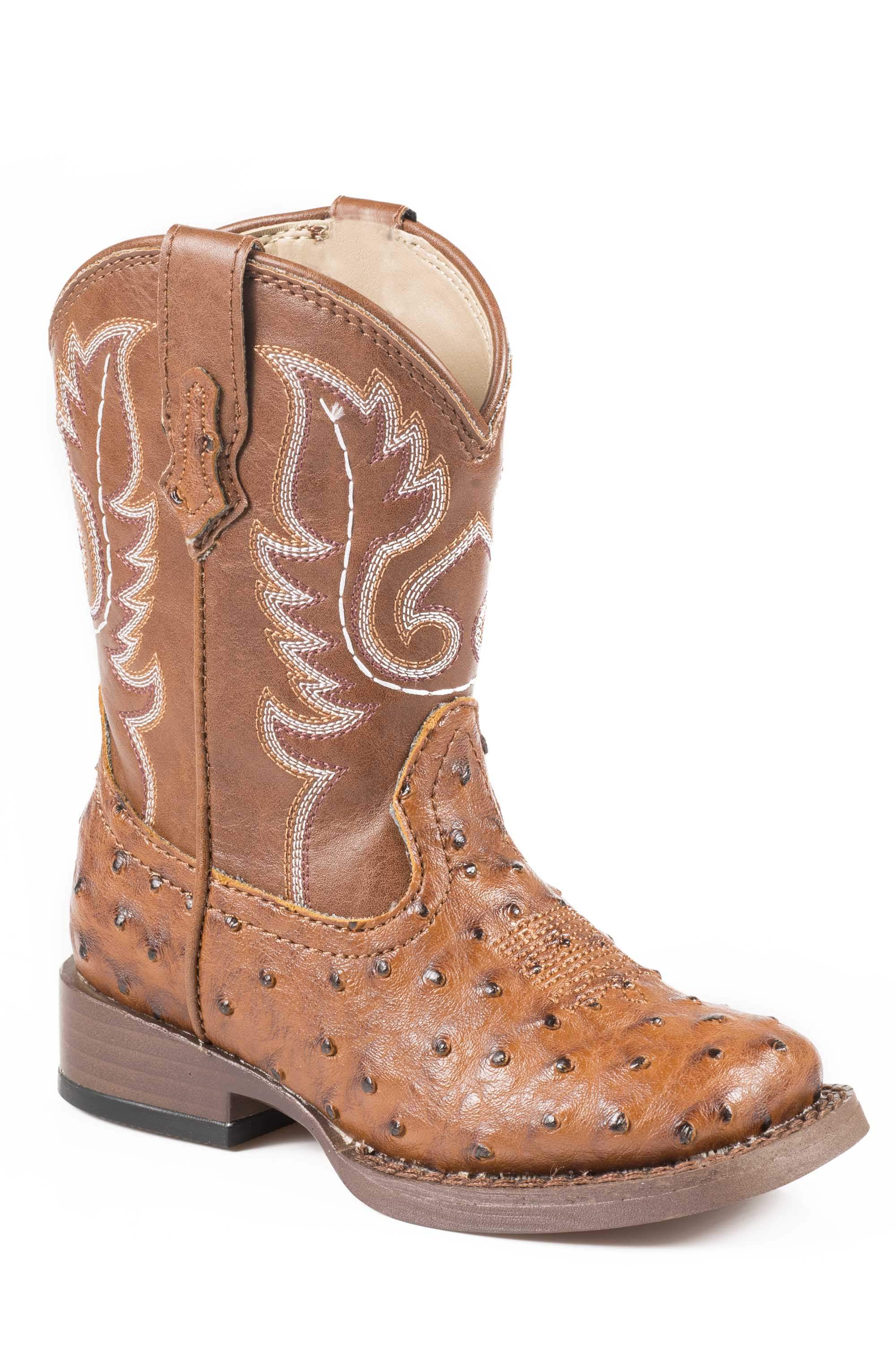 Roper Boys Toddler Tan Faux Leather Ostrich Print - Roper - Flyclothing LLC