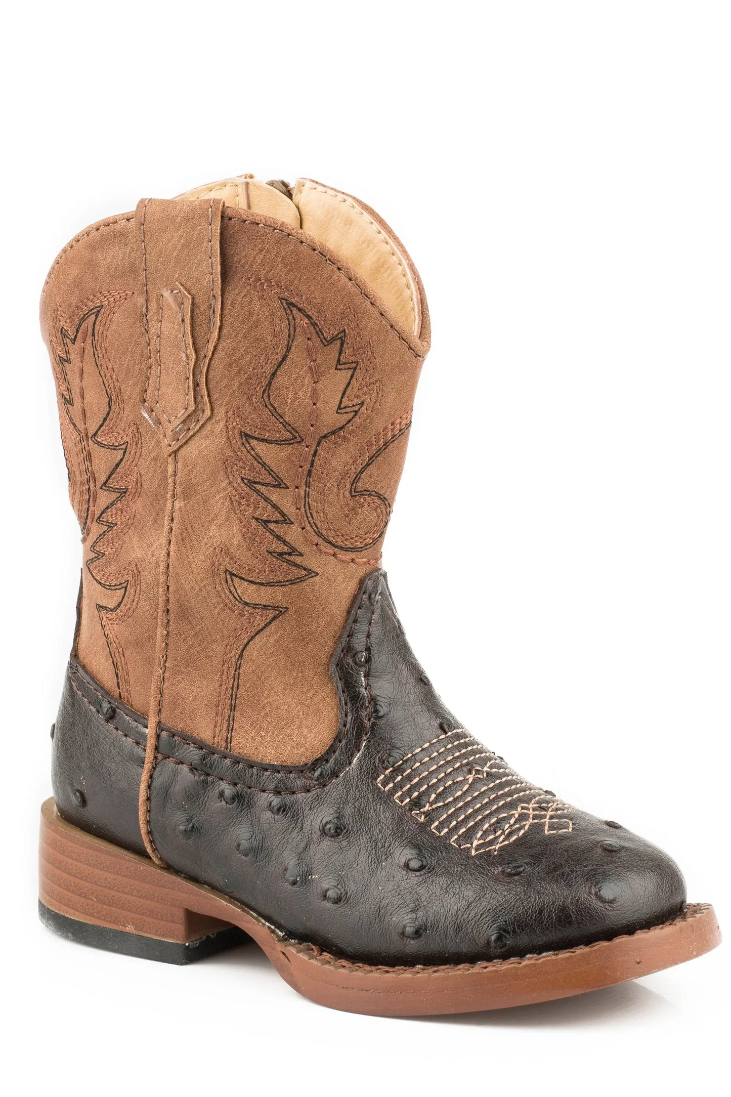 Roper Boys Toddler Brown Faux Ostrich With Tan - Roper - Flyclothing LLC