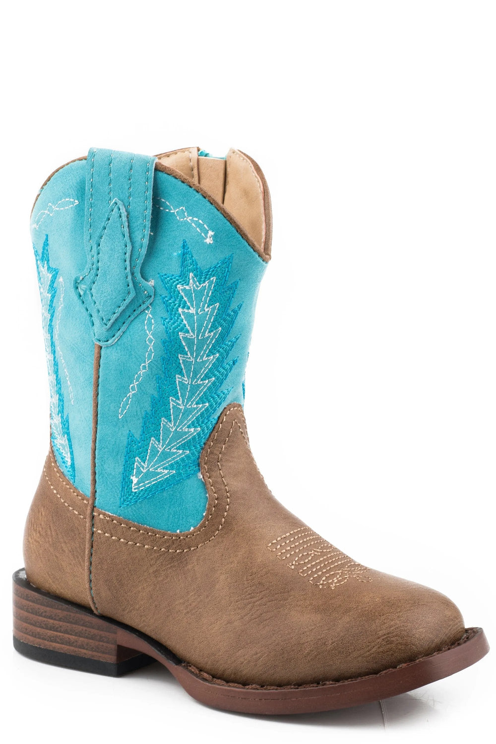 Roper Boys Toddler Tan Vamp Boot With Turquoise Shaft - Roper