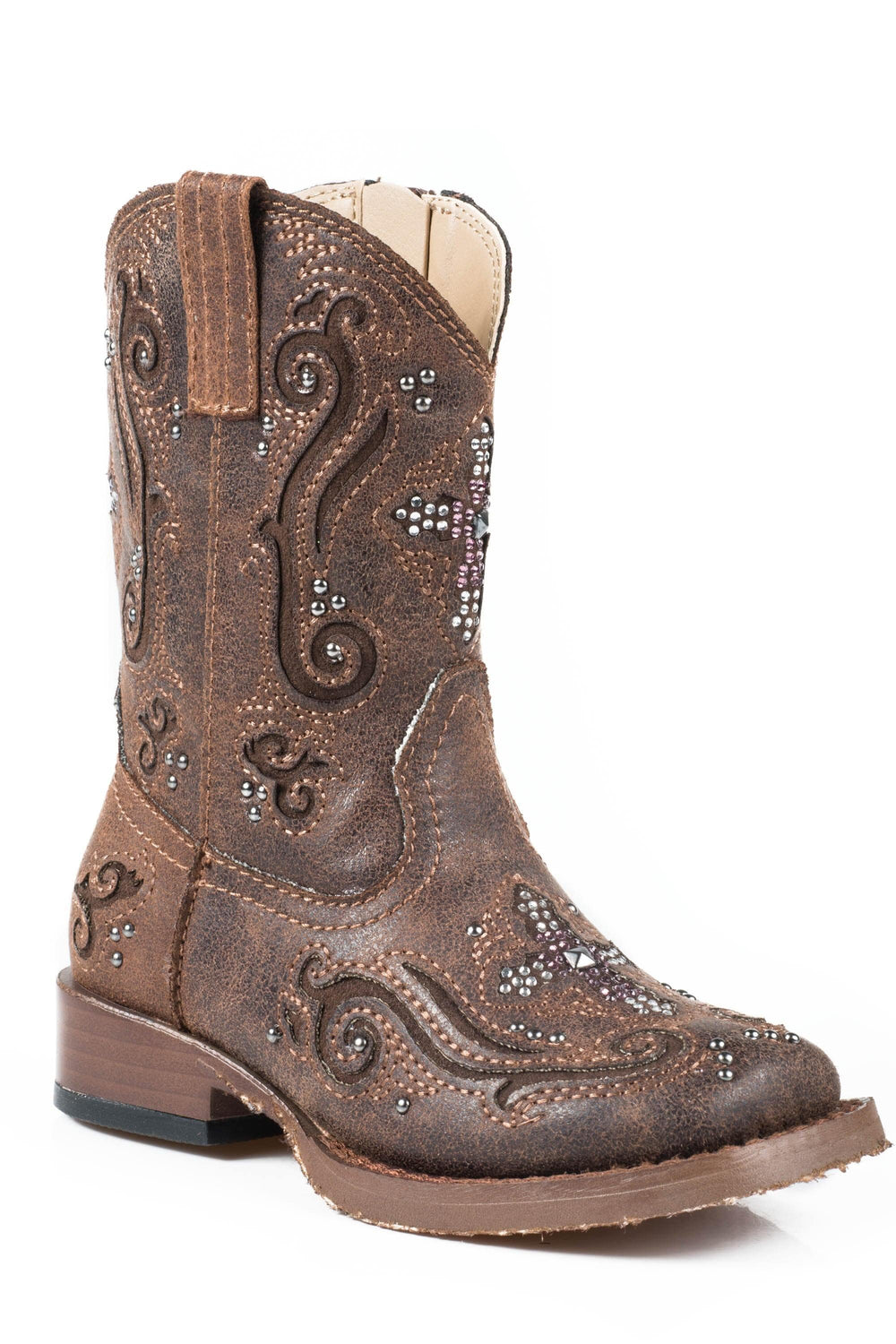 Roper Girls Toddler Vintage Brown With Crystal Cross - Roper