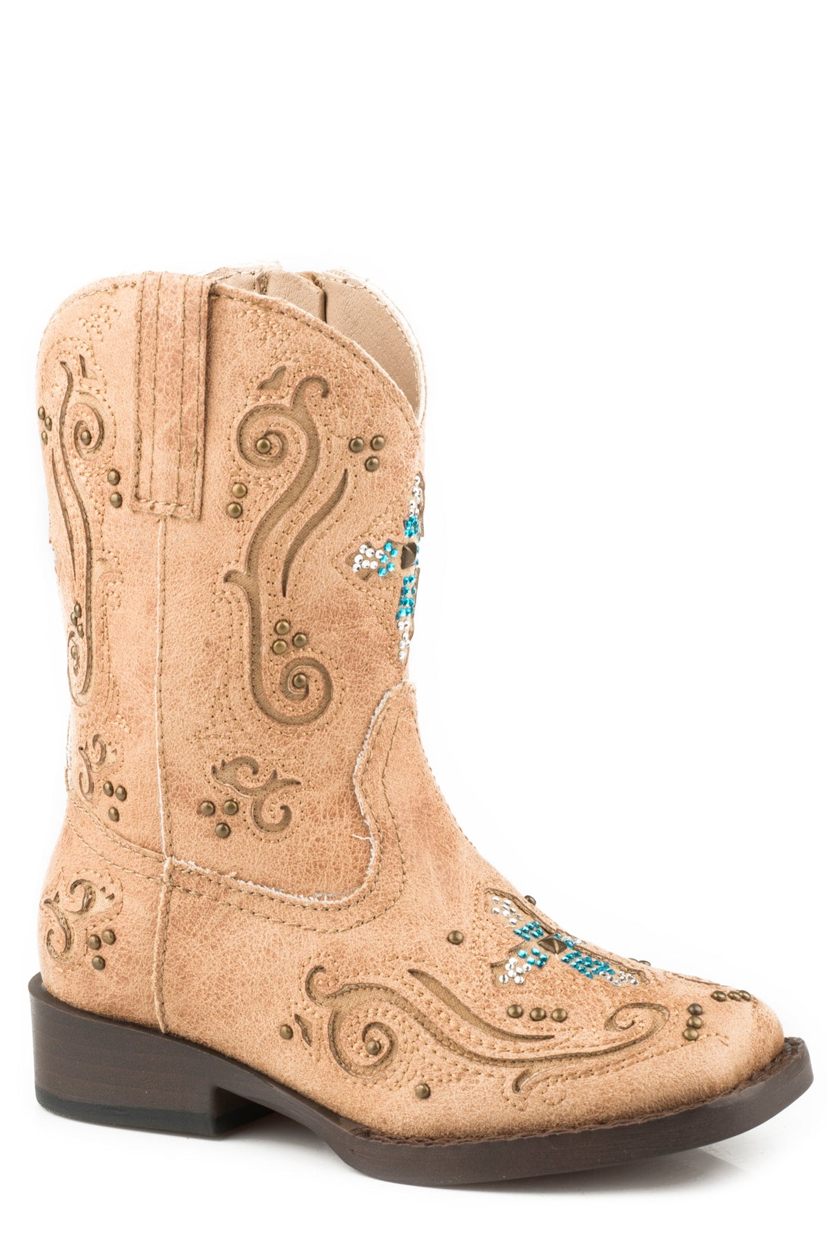 Roper Girls Toddler Tan With Turquoise Cristal Underlay