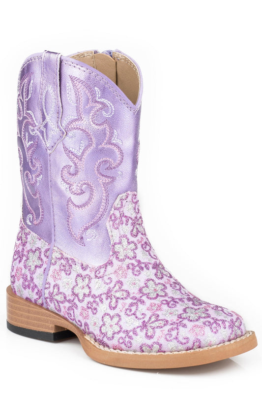 Roper Girls Toddler Purple Floral Glitter With Metallic Vamp - Roper