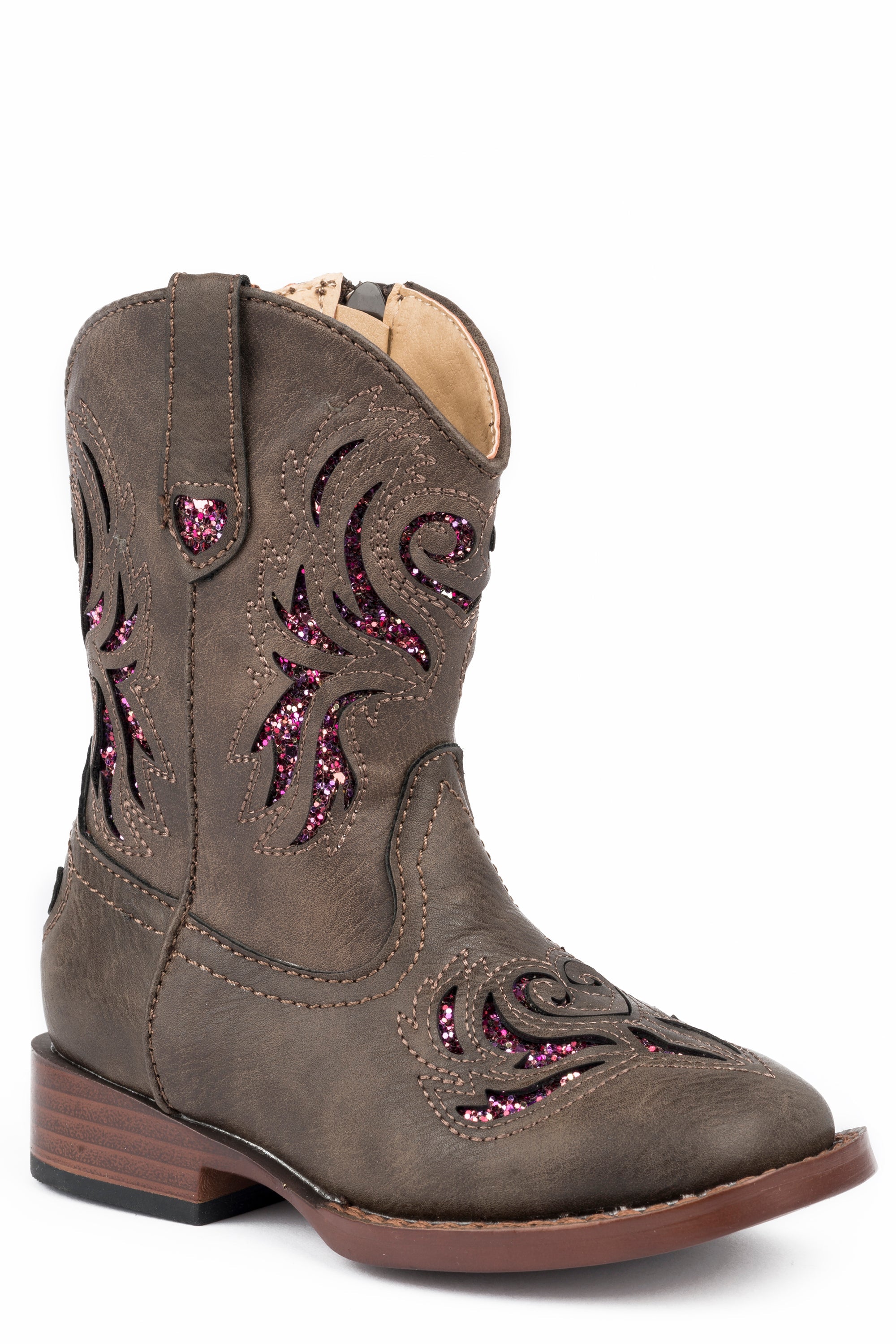 Roper Girls Toddler Brown With Pink Glitter Cutouts