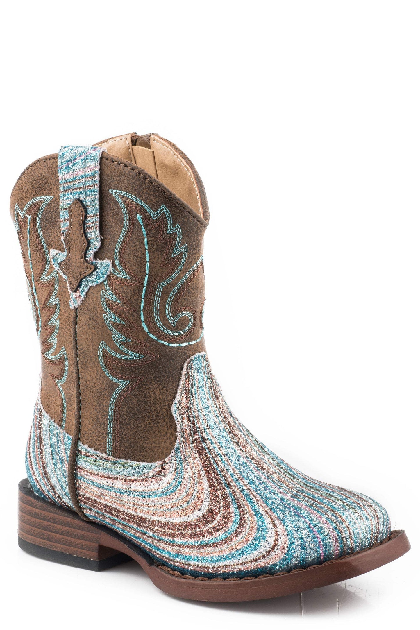 Roper Girls Toddler Brown Shaft With Swirly Glitter Vamp Boot - Roper - Flyclothing LLC