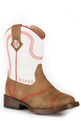 Roper Boys Toddler Tan Vamp And White With Baseball Embroidery