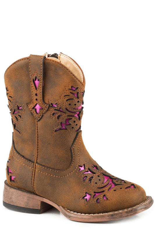 Roper Girls Toddler Vintage Brown With Pink Metallic Underlay - Roper - Flyclothing LLC
