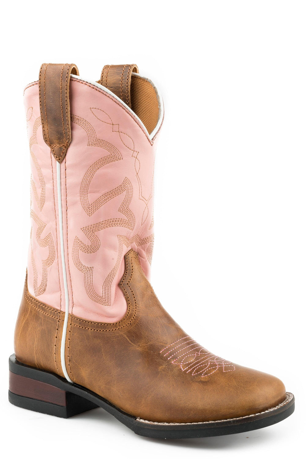 Roper Little Girls Tan Burnished Leather - Roper