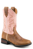 Roper Little Girls Tan Burnished Leather - Roper