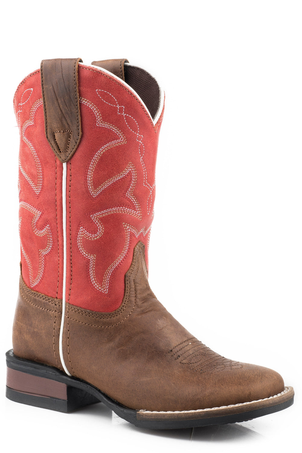 Roper Little Boys Dark Tan Leather Vamp Boot - Roper