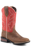 Roper Little Boys Dark Tan Leather Vamp Boot - Roper