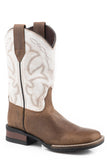 Roper Little Boys Tan Burnished Leather Vamp Boot - Roper