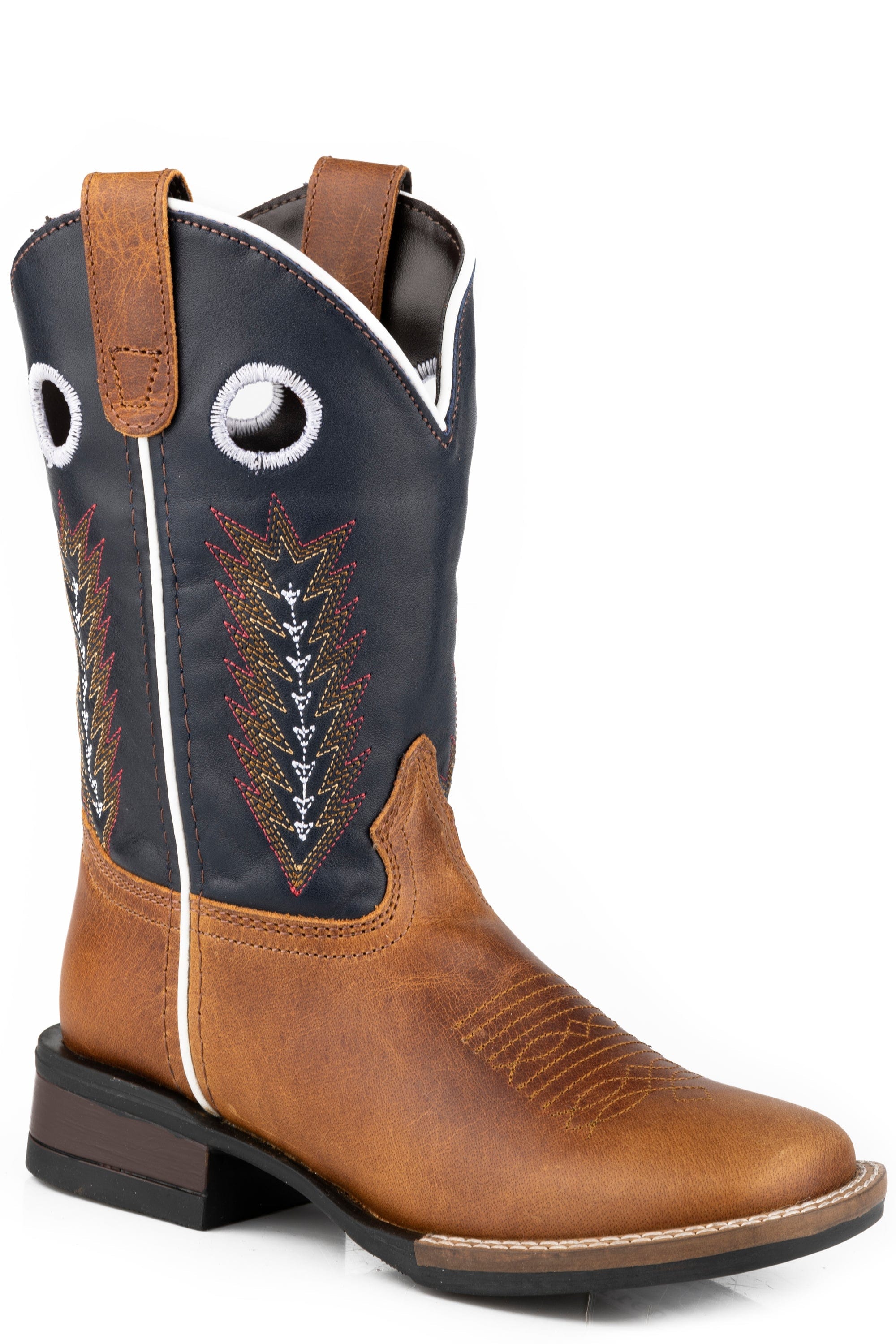 Roper Little Boys Tan Vamp With Navy Leather Shaft - Roper