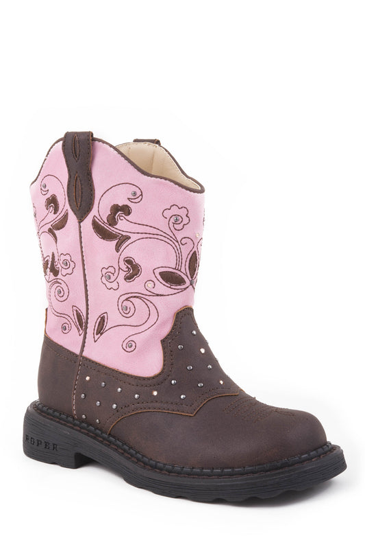 Roper Little Girls Brown And Pink With Saddle Vamp