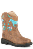 Roper Little Girls All Over Tan With Saddle Vamp Lites And Studs - Roper