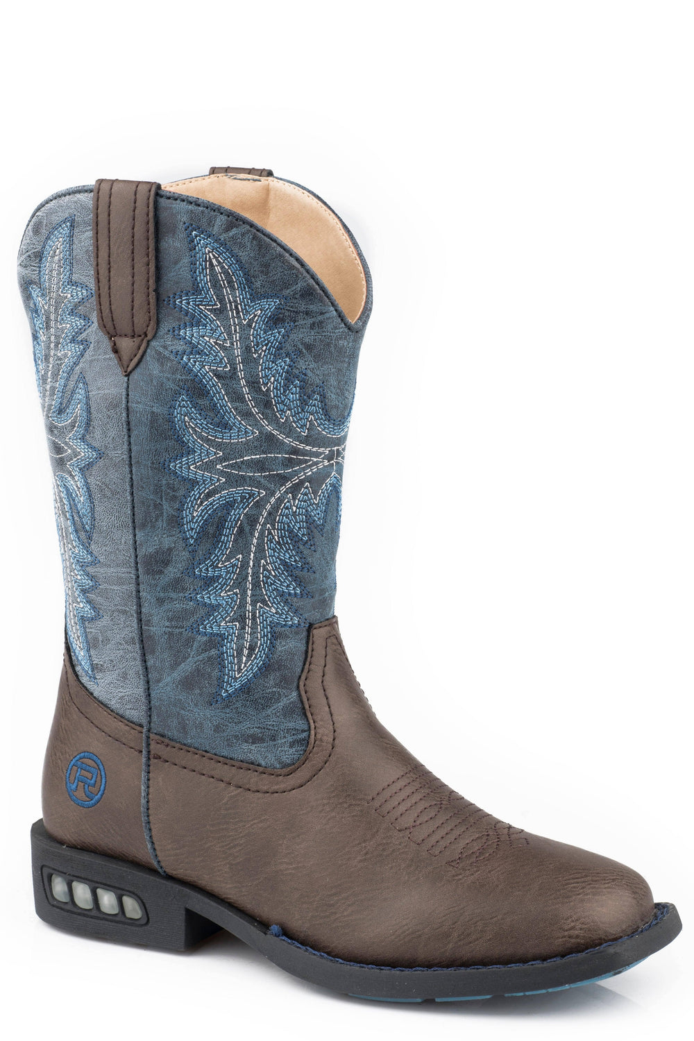 Roper Little Boys Light Up Boots Boot With Brown Vamp  Blue Shaft - Roper