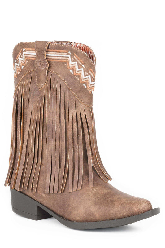 Roper Little Girls Faux Brown Leather With Fringe - Roper - Flyclothing LLC