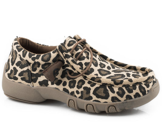 Roper Little Girls Tan Leopard Canvas - Roper