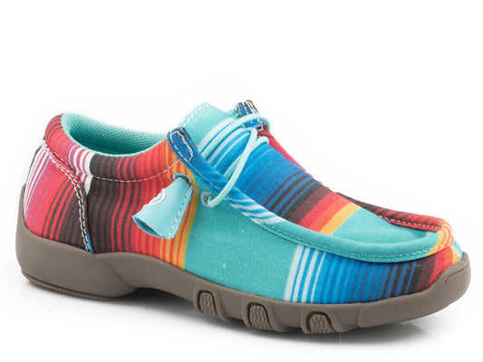 Roper Little Girls Blue Aztec Canvas - Roper