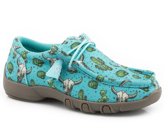 Roper Little Girls Blue Cactus And Skull Canvas Design - Roper