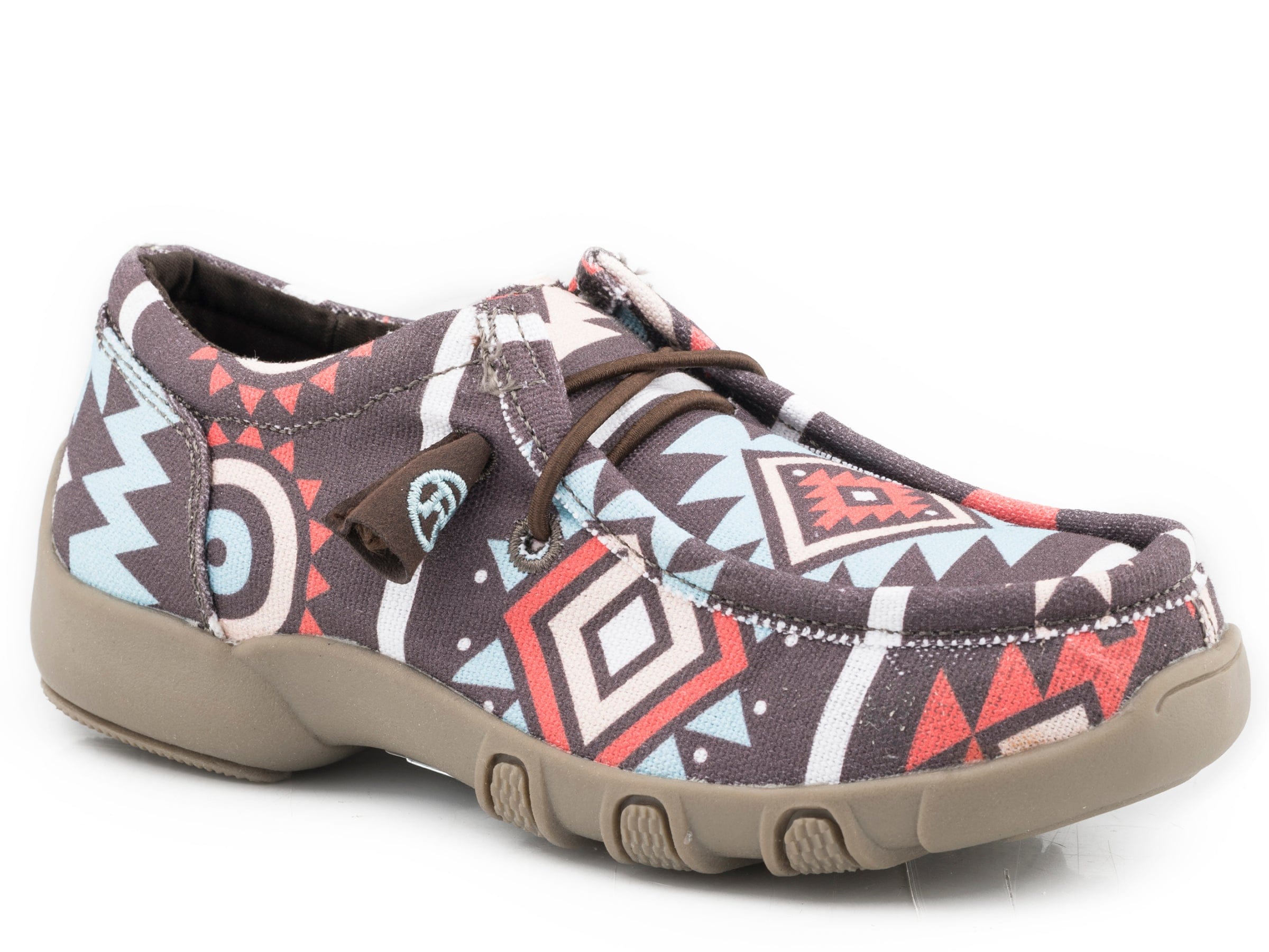 Roper Little Girls Brown Aztec Canvas - Roper