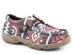 Roper Little Girls Brown Aztec Canvas