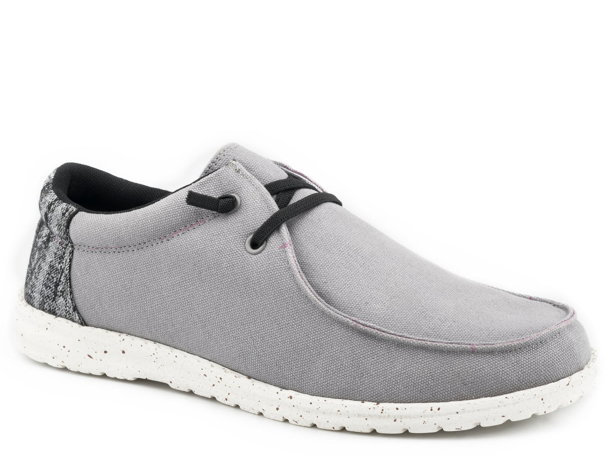 Roper Little Boys Grey Canvas With Multi Colored Heel