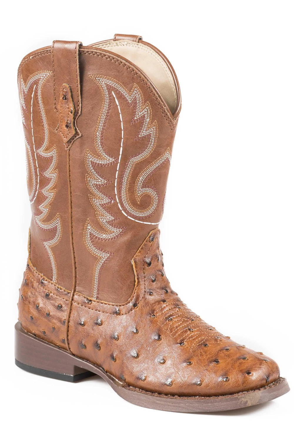 Roper Little Boys Faux Tan Leather Ostrich Print - Roper
