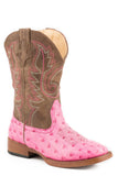 Roper Little Girls Faux Pink And Brown Ostrich - Roper