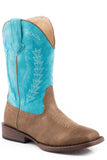 Roper Little Boys Tan Vamp With Turquoise Shaft - Roper