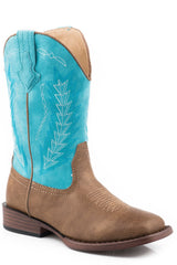 Roper Little Boys Tan Vamp With Turquoise Shaft - Roper