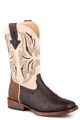 Roper Little Boys Brown Ostrich Vamp With Tan Heel - Roper