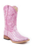 Roper Little Girls Pink And Silver Check Glitter - Roper