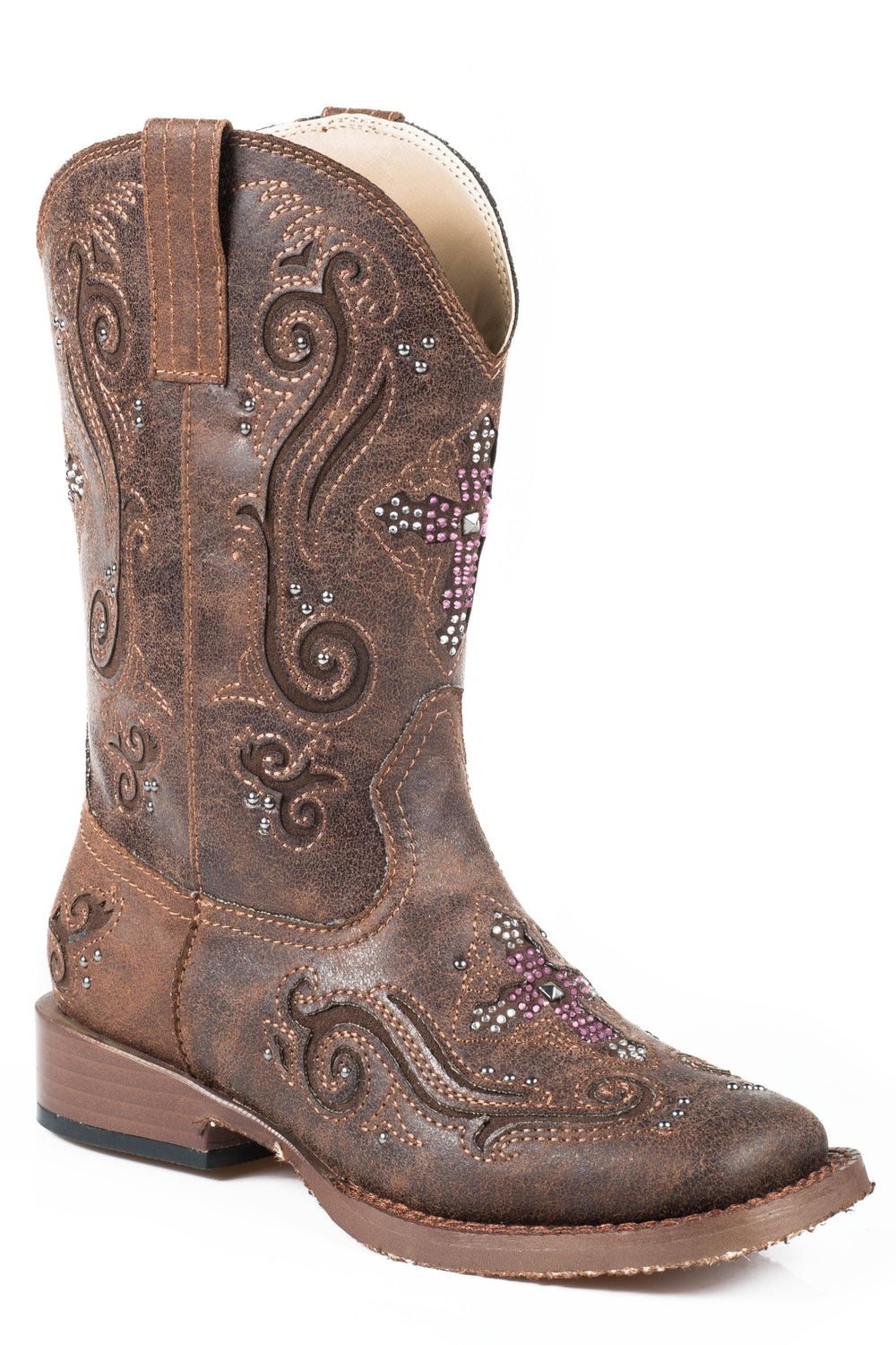 Roper Little Girls Vintage Brown With Crystal Cross - Roper