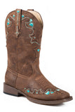 Roper Little Girls Brown Vintage With Turquoise Embroidery And Crystals - Roper