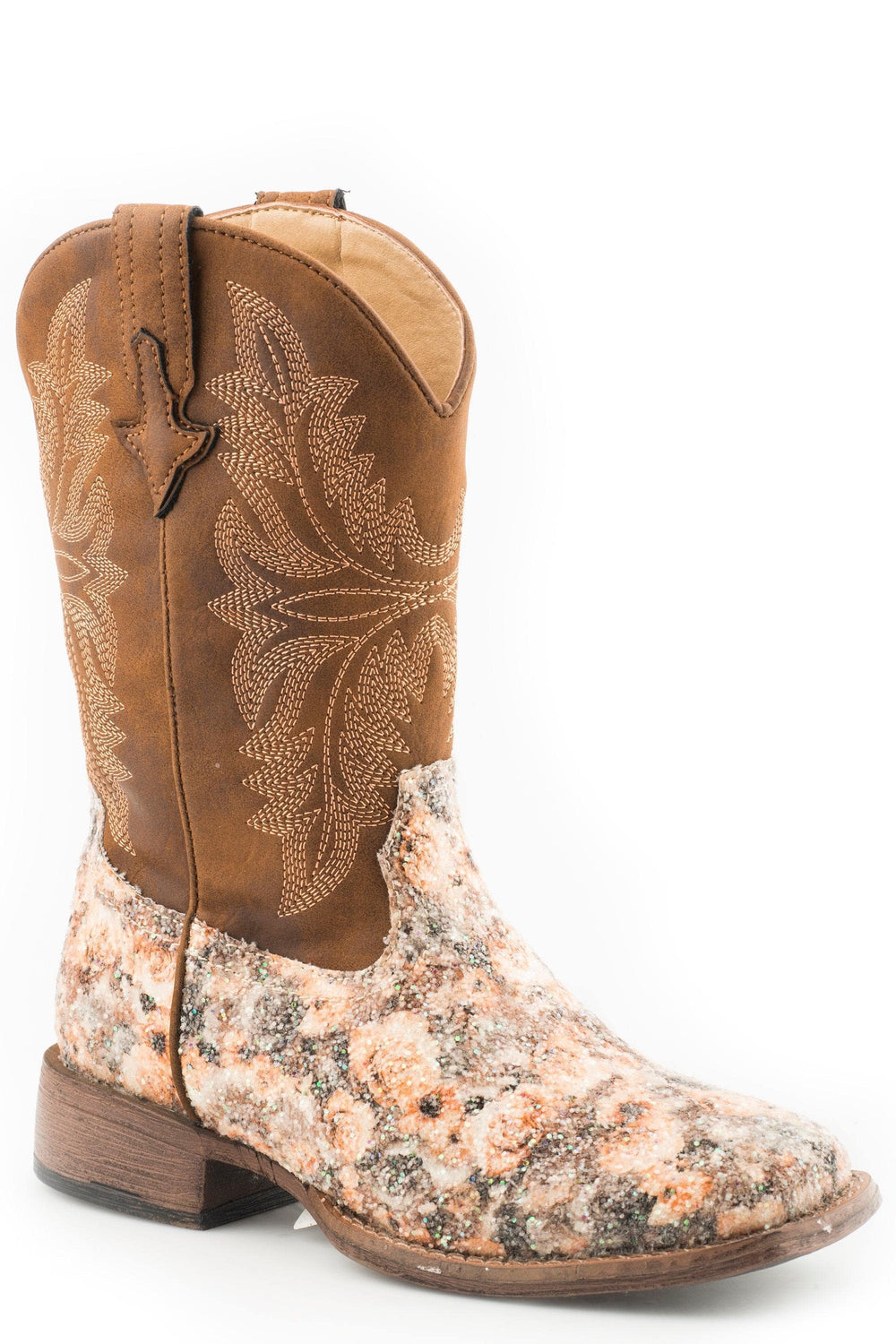 Roper Little Girls Brown Multi Floral Glitter - Roper