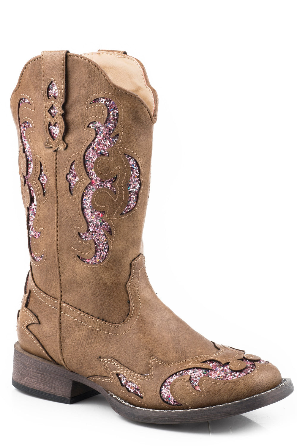 Roper Little Girls Tan Tumbled Faux Leather - Roper