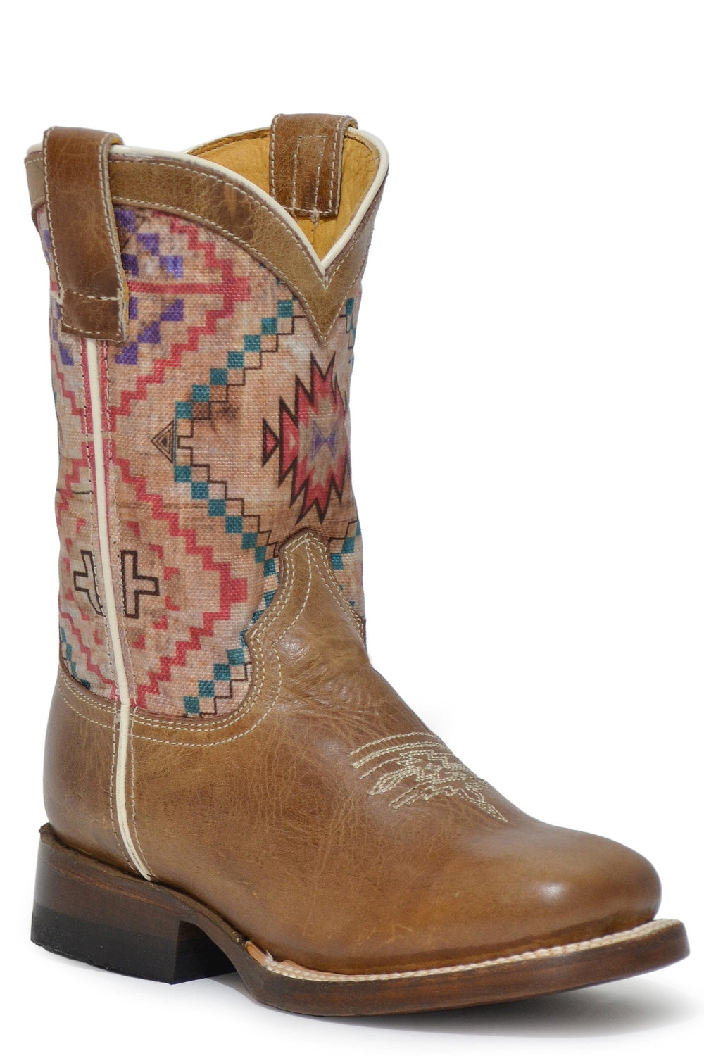 Roper Little Girls Burnished Brown Leather Vamp - Roper