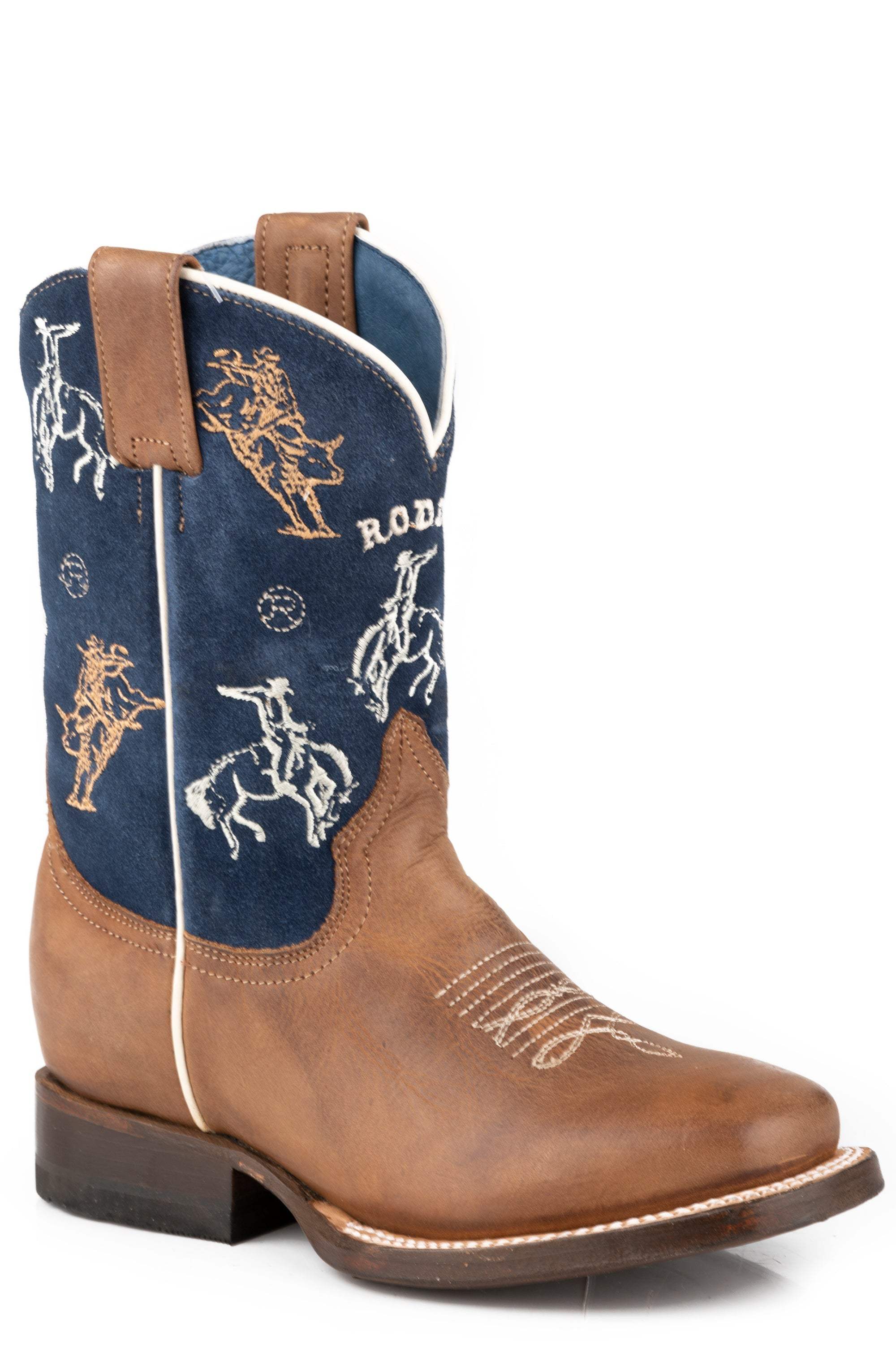 Roper Little Boys Oiled Tan Leather Vamp Rodeo Emb - Roper - Flyclothing LLC
