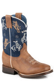 Roper Little Boys Oiled Tan Leather Vamp Rodeo Emb - Roper