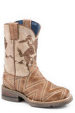 Roper Little Boys Tan Leather Vamp With Horse Rider Embroidery On Tan Shaft - Roper
