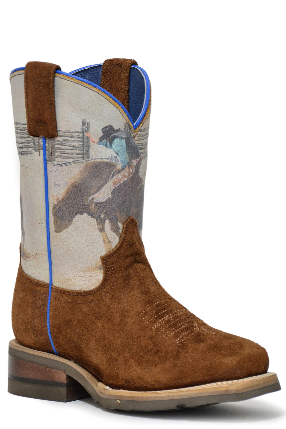 Roper Little Boys Brown Suede Leather Vamp - Roper