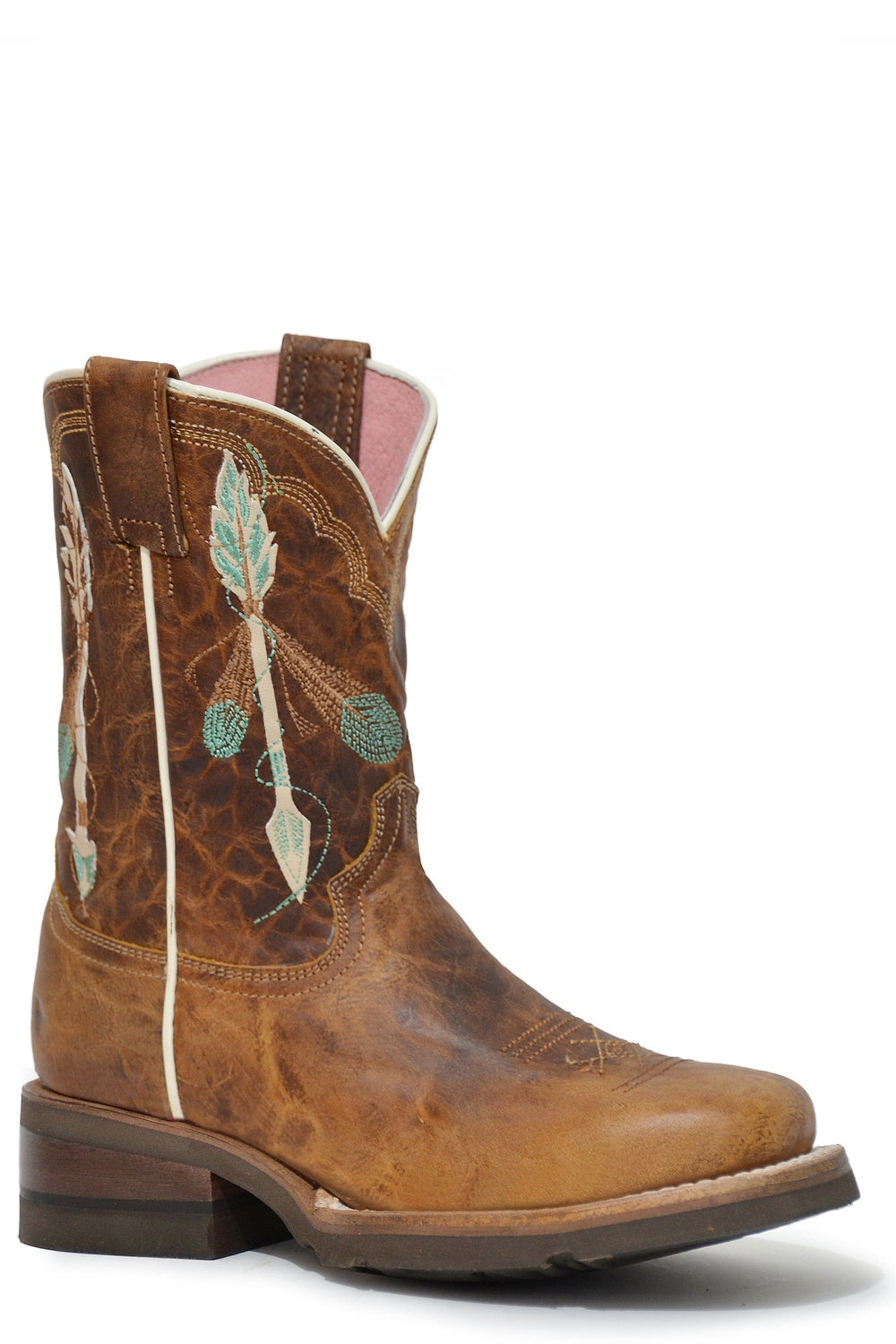 Roper Little Girls Waxy Brown Leather Vamp And Shaft - Roper