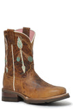Roper Little Girls Waxy Brown Leather Vamp And Shaft - Roper