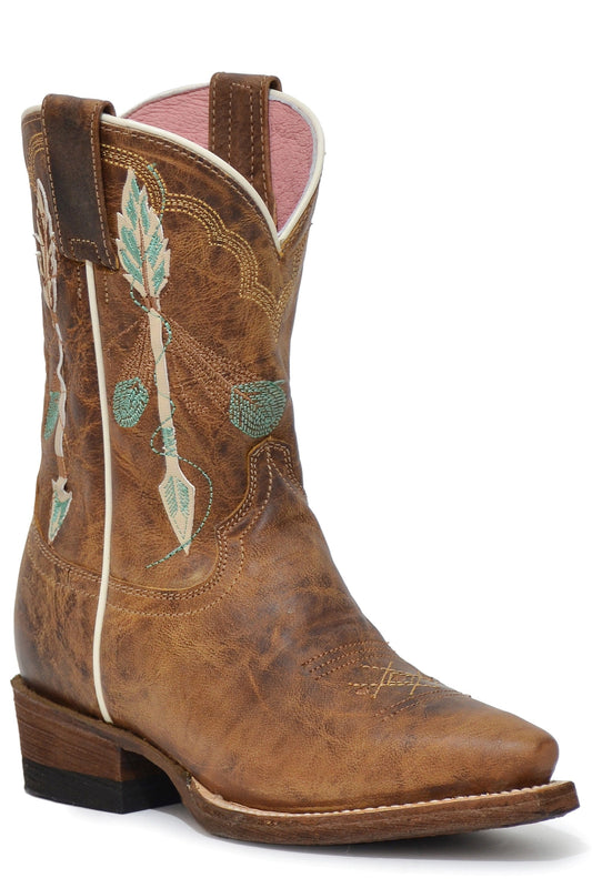 Roper Little Girls Waxy Brown Leather Vamp And Shaft - Roper