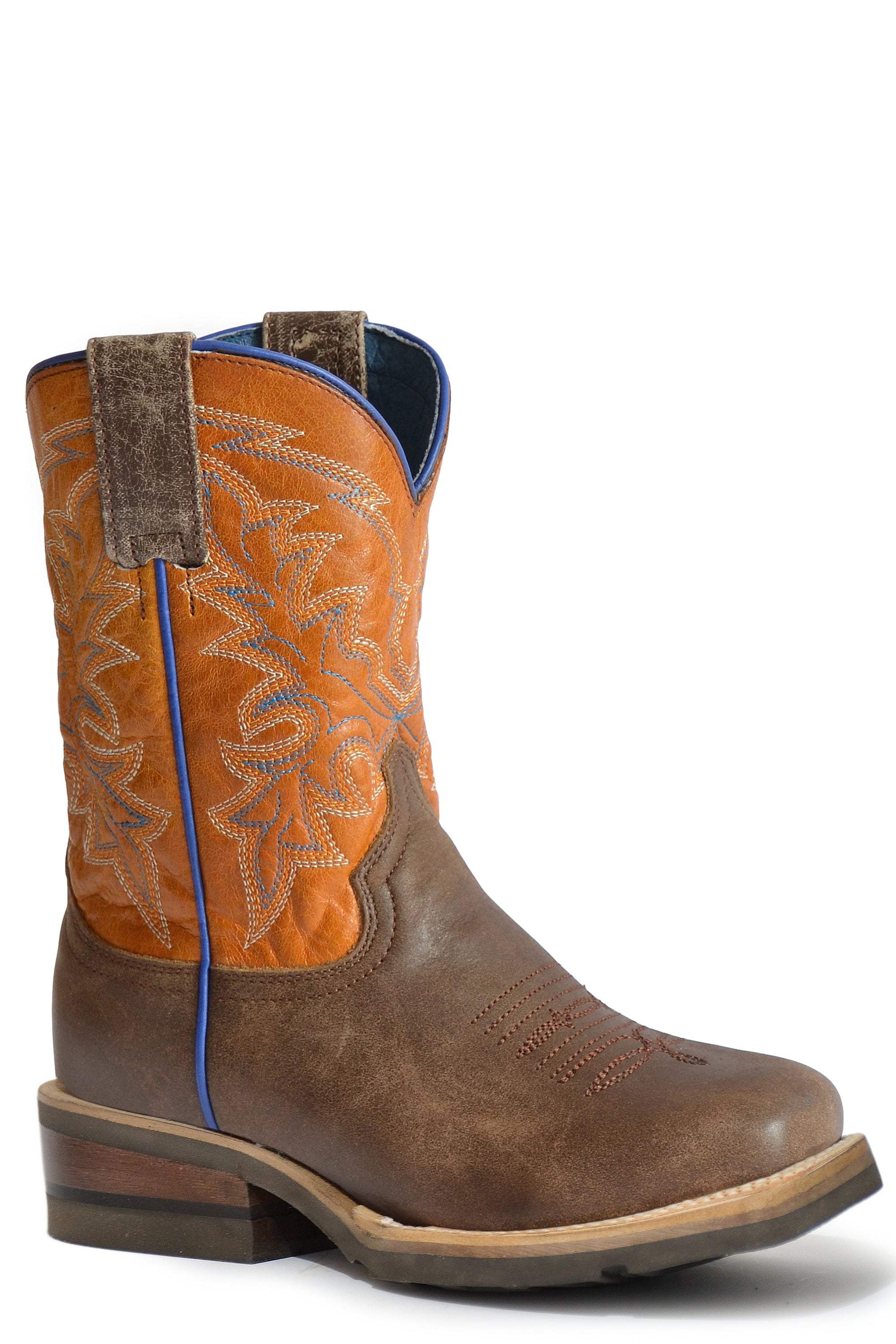 Roper Little Boys Waxy Brown Leather Vamp Geo Sole - Roper - Flyclothing LLC