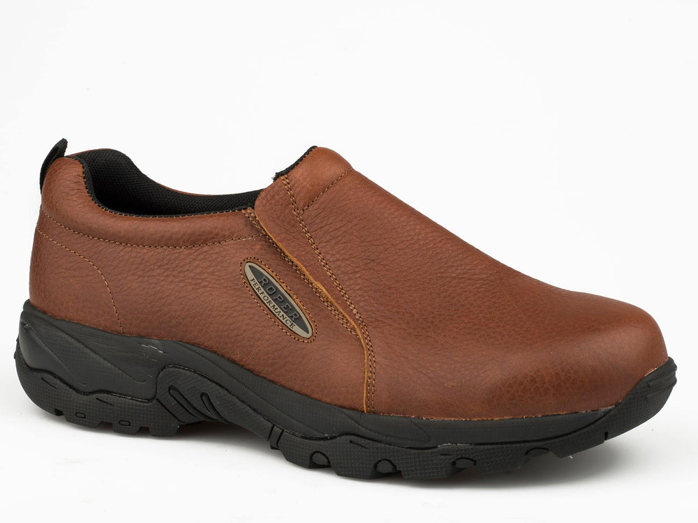 Roper Mens Brown Tumbled Leather Slip On - Roper