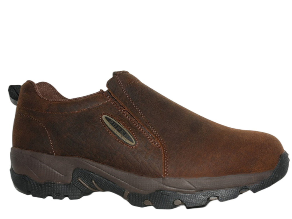 Roper Mens Brown Tumbled Leather Slip On - Roper