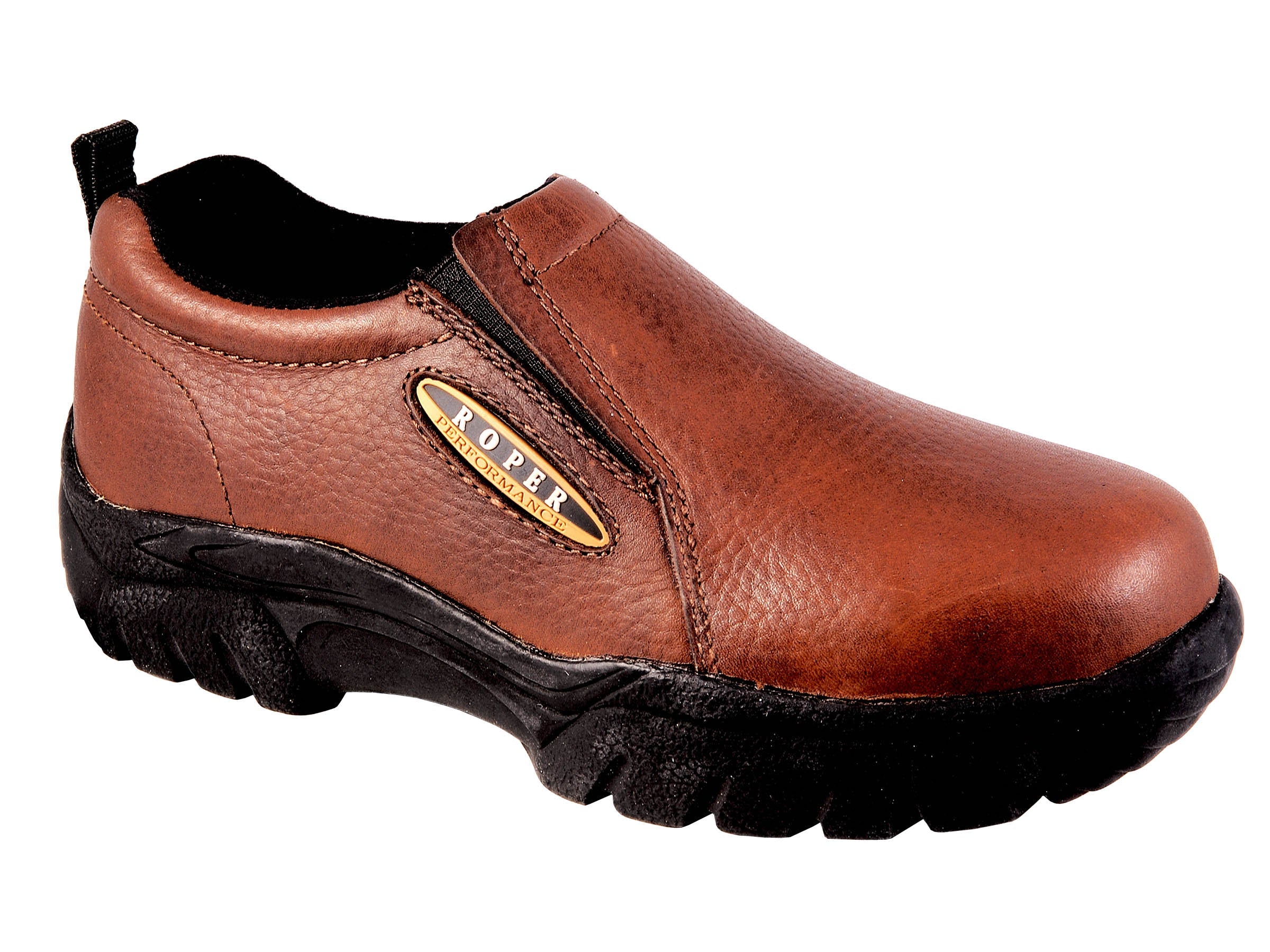Roper Mens Performance Slip On Bay Brown Tumbled Leather