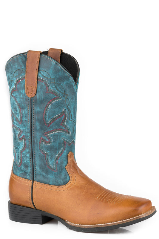 Roper Mens Tan Vamp With Blue Leather Shaft - Roper